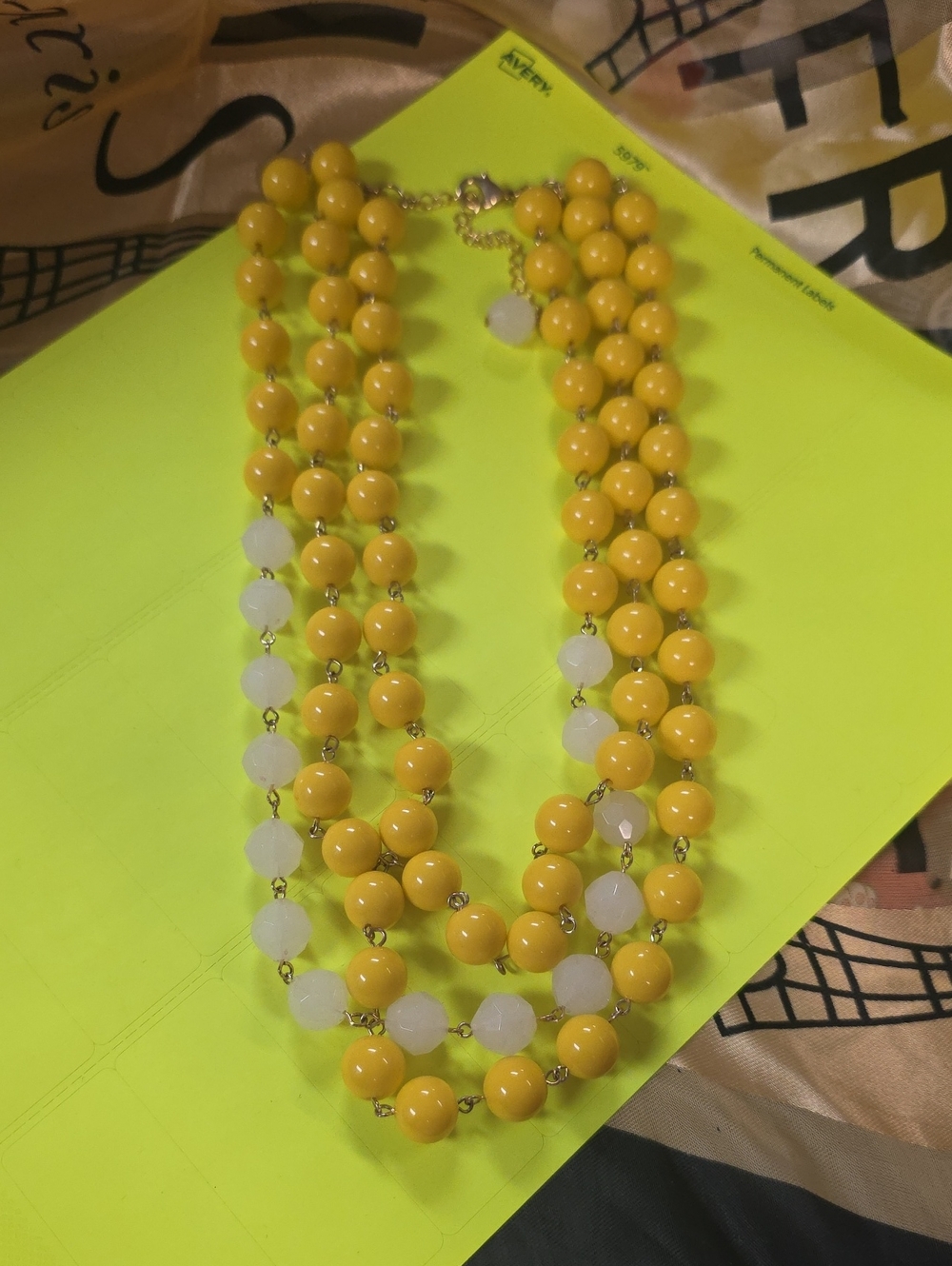 Yellow Multi-Strand Beaded Necklace by